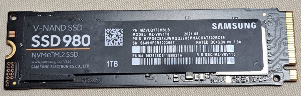 Samsung 1 TB NVMe M.2  SSD 980, Intern, Gebruikt, SSD, Ophalen of Verzenden