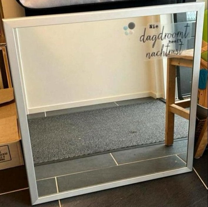 Mooie spiegel met zilveren lijst, Gebruikt, 100 tot 150 cm, Ophalen of Verzenden, 75 tot 100 cm