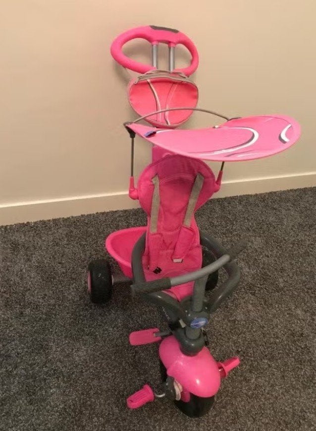 Driewieler Roze - SmartTrike - met duwstang en zonnekap, Ophalen, Gebruikt, Smart Trike, Duwstang