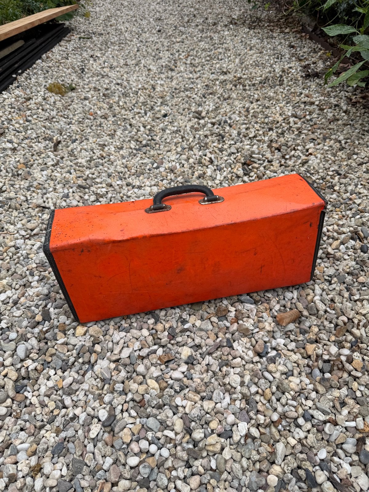 Retro gereedschapskoffer - Vintage oranje koffer, Ophalen, Gebruikt