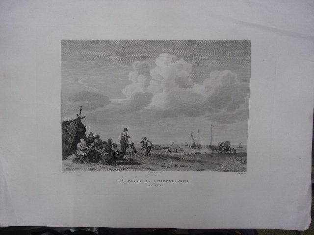 Scheveningen La Plage de Schevelingen. XX. Vue Strandgezicht, Antiek en Kunst, 1800 - 1899, Ophalen of Verzenden, 38 cm, 23 cm