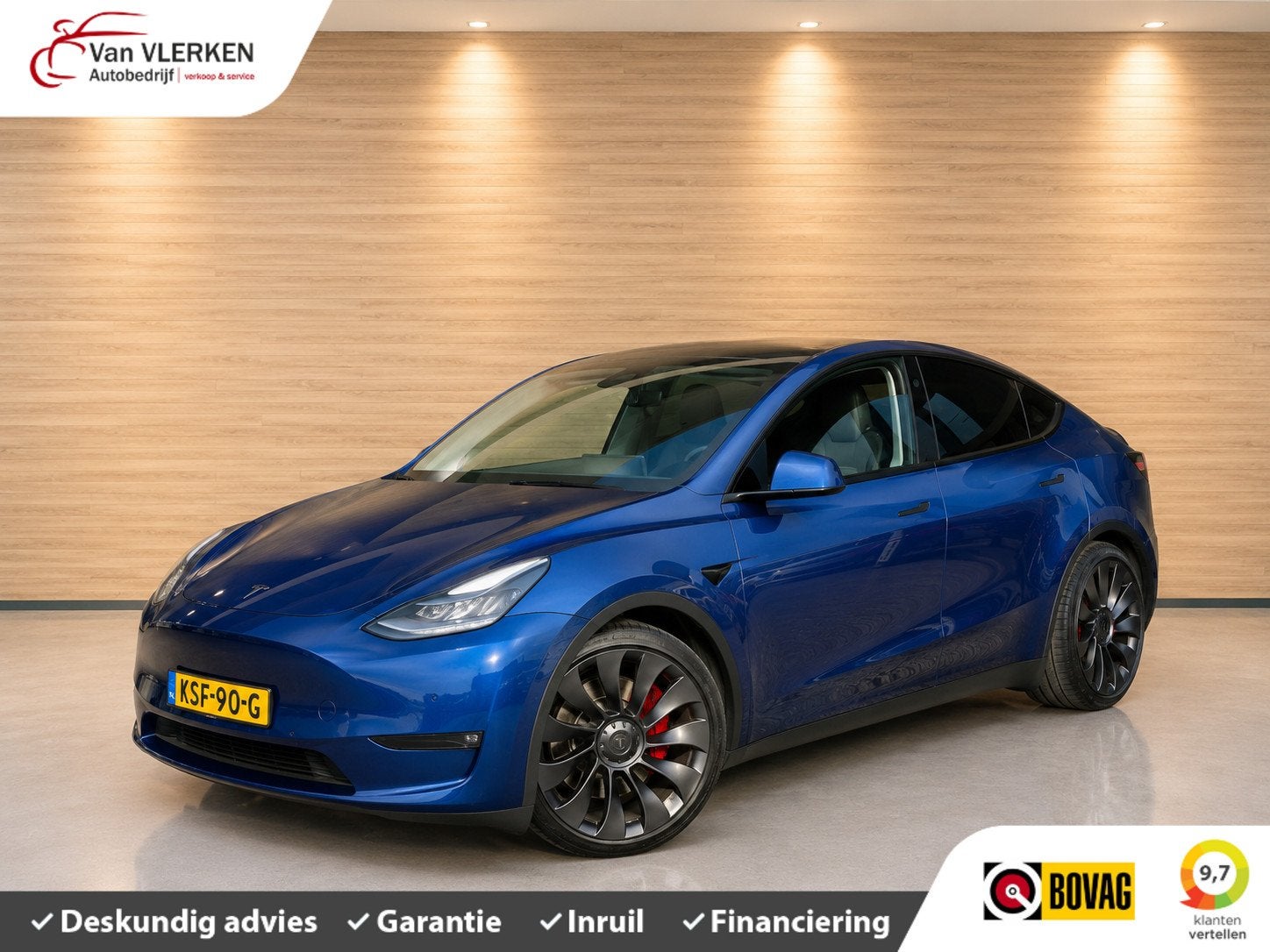 Tesla Model Y Performance AWD 75 kWh, Automaat, 514 km, Gebruikt, Blauw