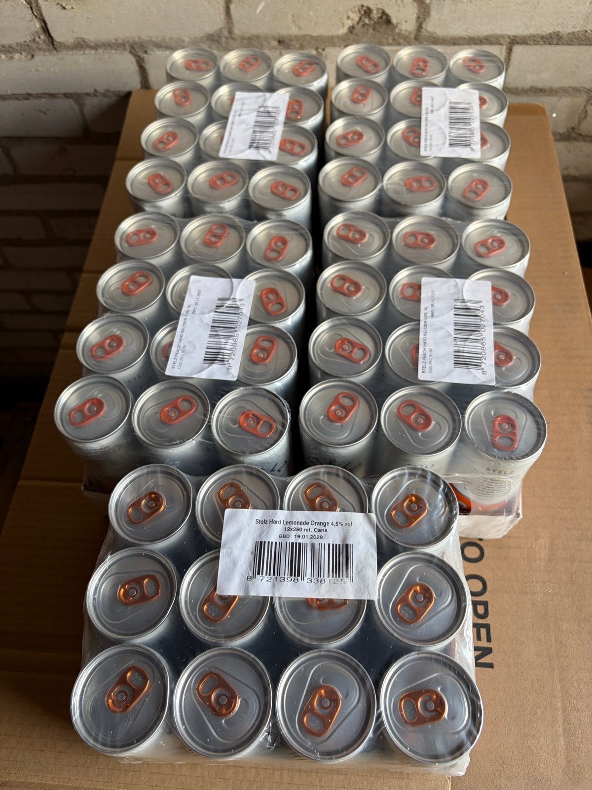 60x STËLZ Hard Seltzer Peach & Orange 4,5% – 5 trays, Ophalen