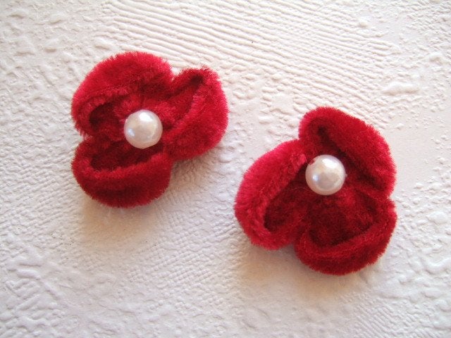 OPRUIMING ~ Prachtig velours roosje ~ 3 cm ~ Donker rood, -, -, Overige typen, Nieuw