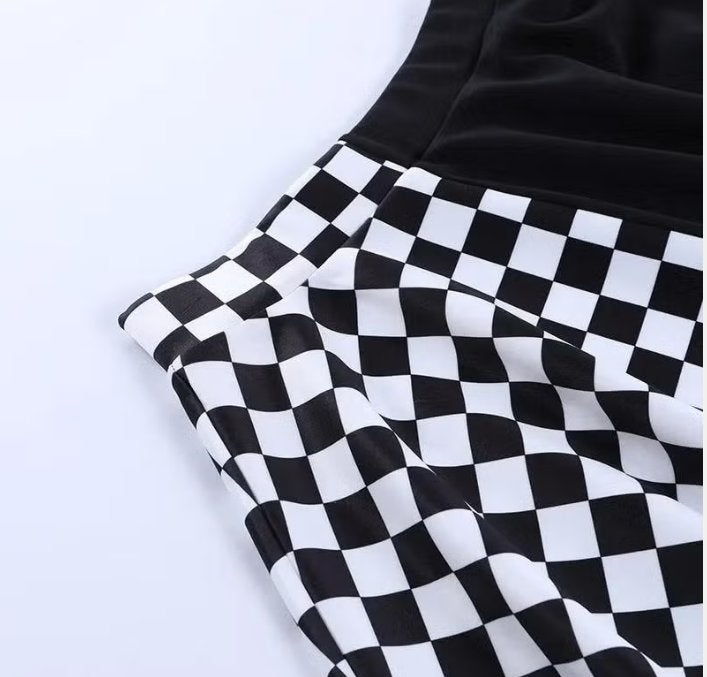 Alt / Gothic Y2k rok blokjespatroon zwart wit - Hog, Kleding | Dames, Zwart, Maat 46/48 (XL) of groter, Ophalen of Verzenden, Zo goed als nieuw