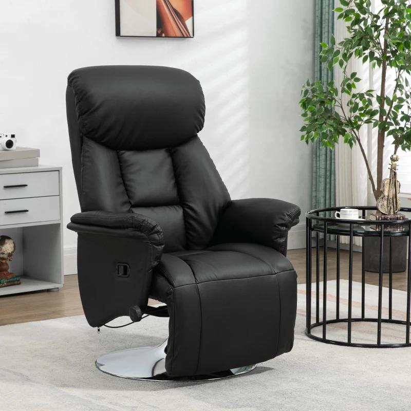 HOMCOM Relaxfauteuil Zwart, Ligfunctie, Voetensteun, Nieuw, Huis en Inrichting, Fauteuils, Ophalen of Verzenden, Nieuw, Overige materialen