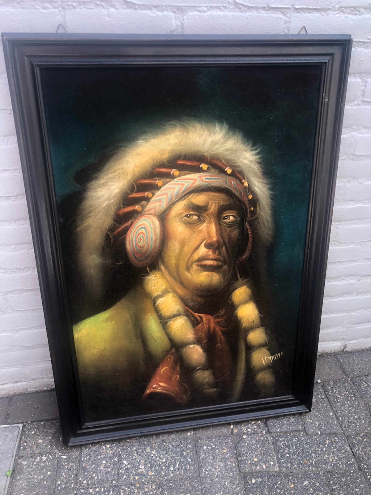 Schilderij  met indiaan, Ophalen, Zo goed als nieuw