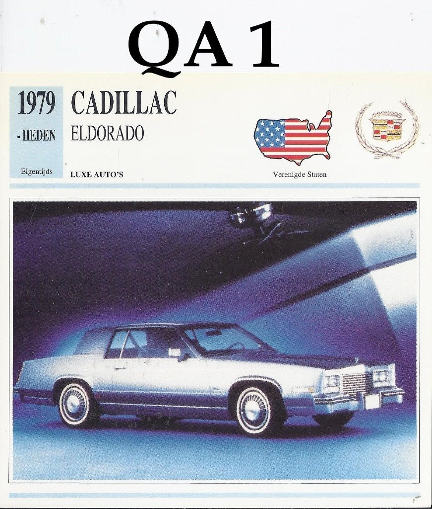 a1 autokaart cadillac eldorado 1979  -, Ophalen of Verzenden, Zo goed als nieuw, Auto's