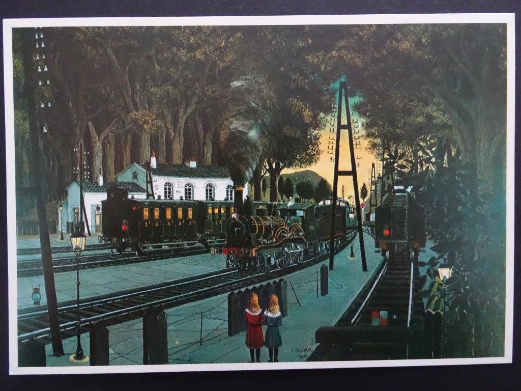 Paul Delvaux / Het woudstation (1960), Ophalen of Verzenden, 1940 tot 1960, Ongelopen, Sterren en Beroemdheden