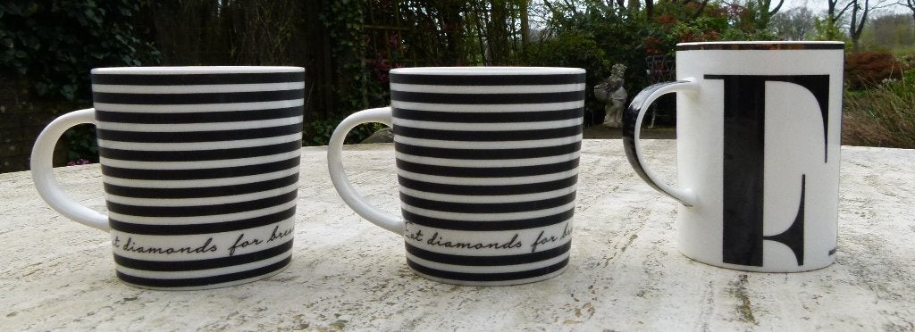 3 x ELLE HOME Mok Eat Diamonds for Breakfest Shine All Day, Overige merken, Nieuw, Modern, Porselein