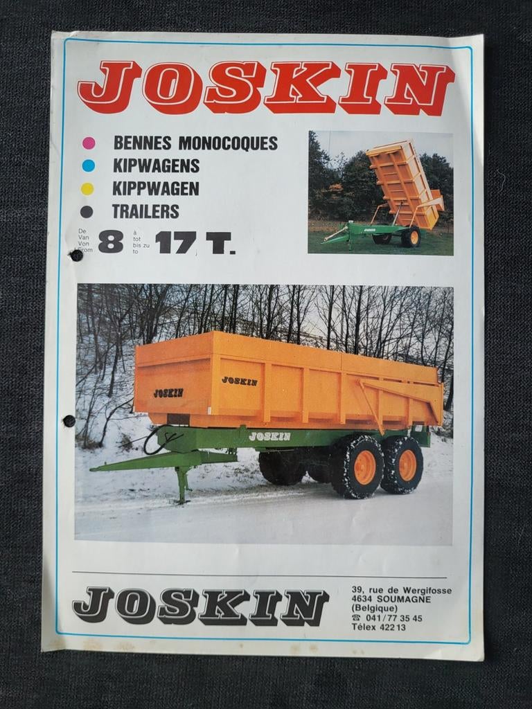 tractor folder Joskin kipwagens 8-17 ton, Ophalen of Verzenden, Zo goed als nieuw