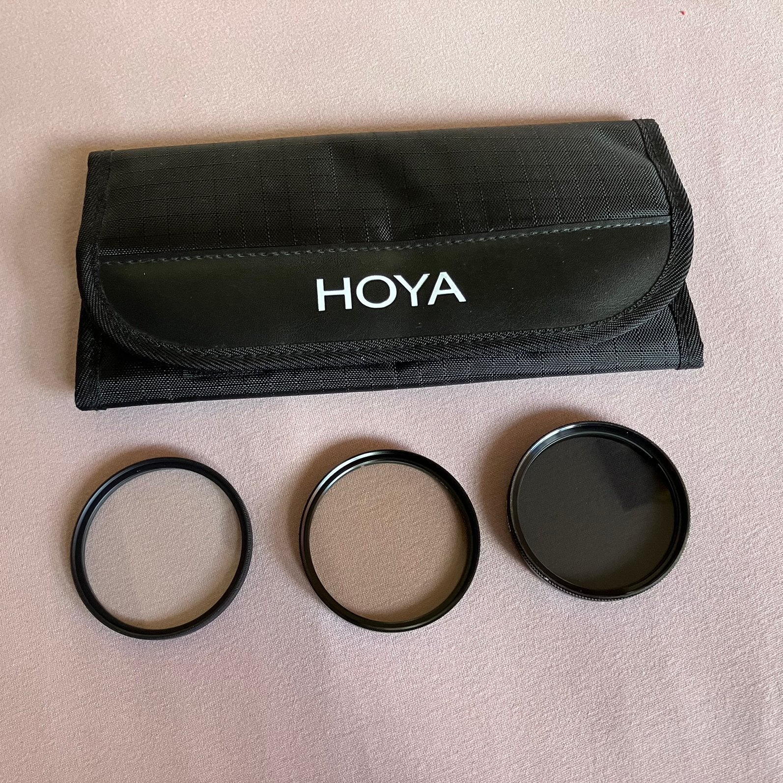 Hoya filterset 52 mm UV / warm / polarisatie, Ophalen of Verzenden, Zo goed als nieuw, 50 tot 60 mm, UV-filter