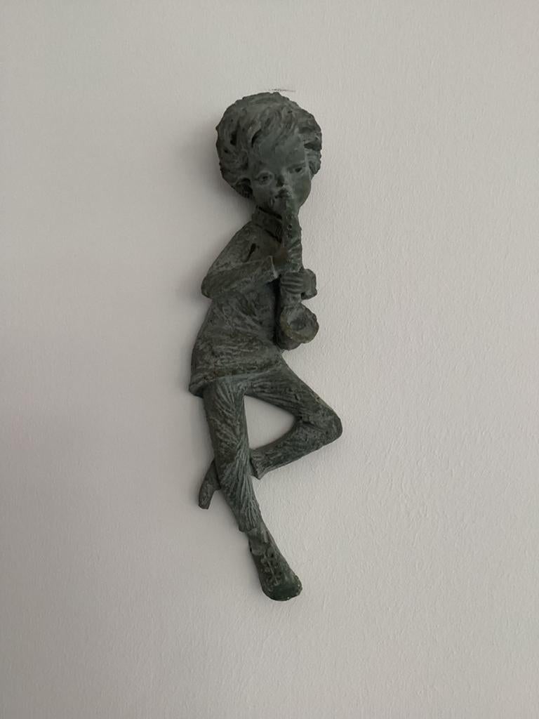 Vintage wanddecoratie van ASV Jongen met saxofoon, Antiek en Kunst, Kunst | Beelden en Houtsnijwerken, Ophalen of Verzenden, Handgemaakt