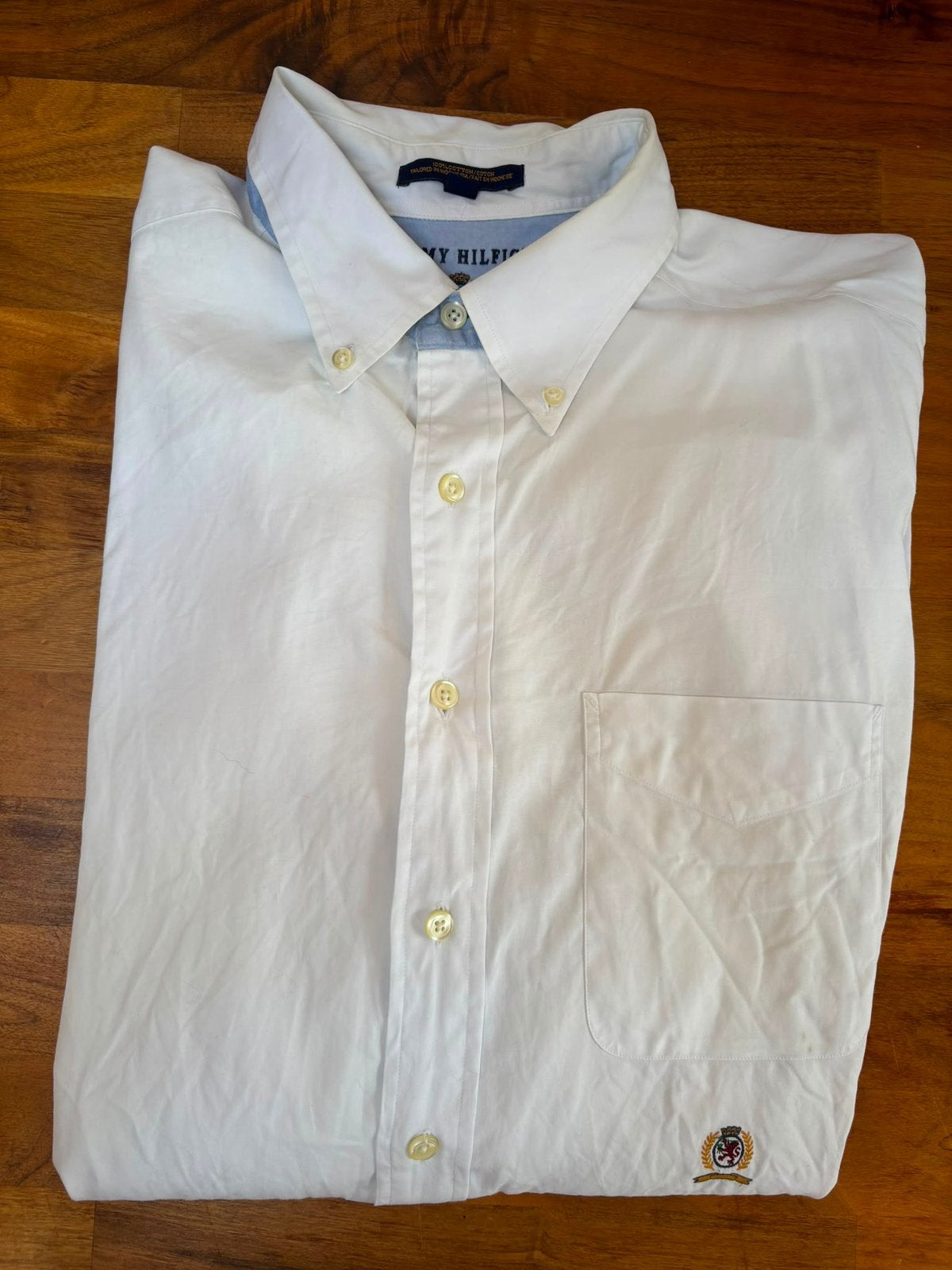 Vintage tommy hilfiger blouse Maat XL, Kleding | Heren, Overhemden, Ophalen of Verzenden, Gedragen, Wit, Halswijdte 43/44 (XL)