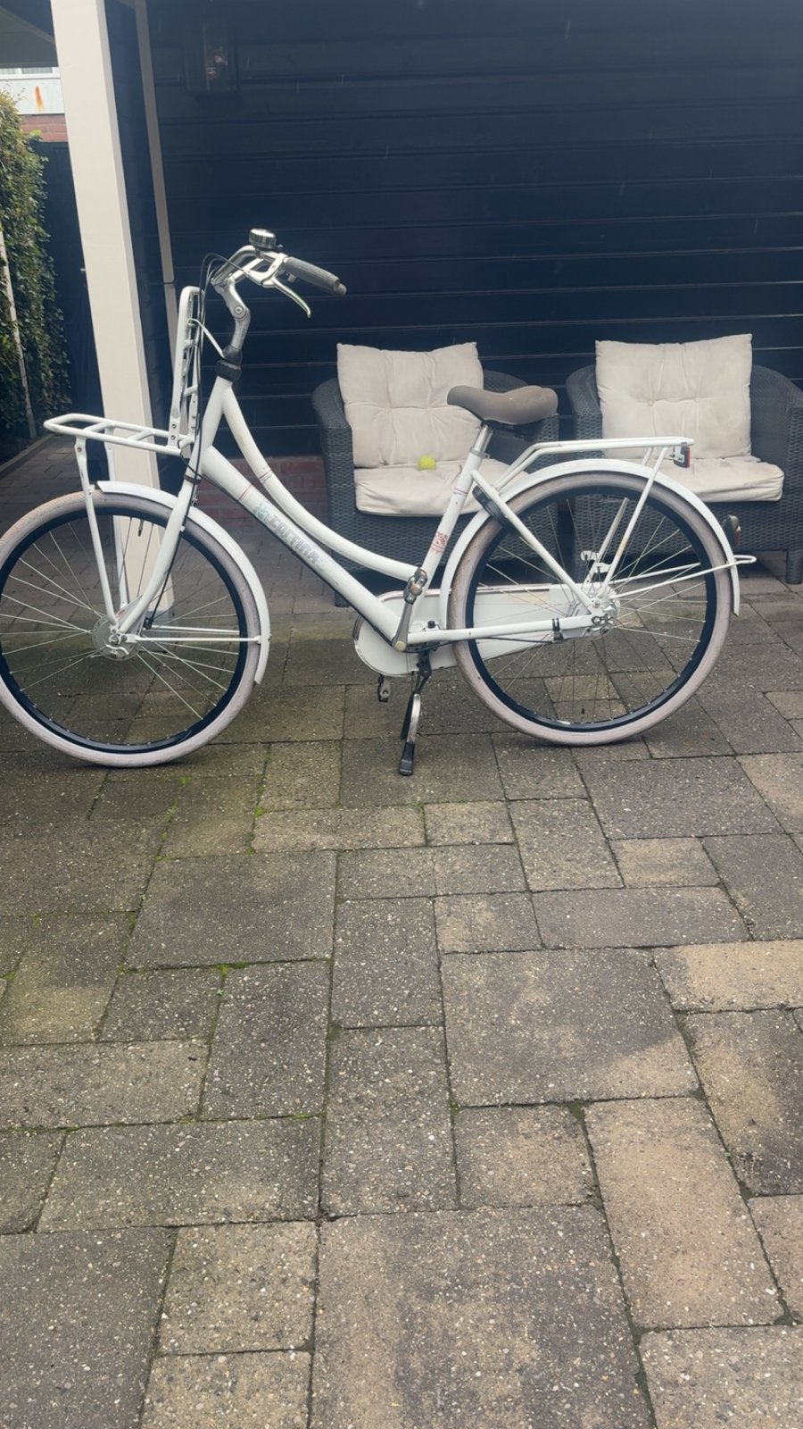 Witte transportfiets met voordrager, Terugtraprem, Gebruikt, 50 tot 53 cm, Ophalen