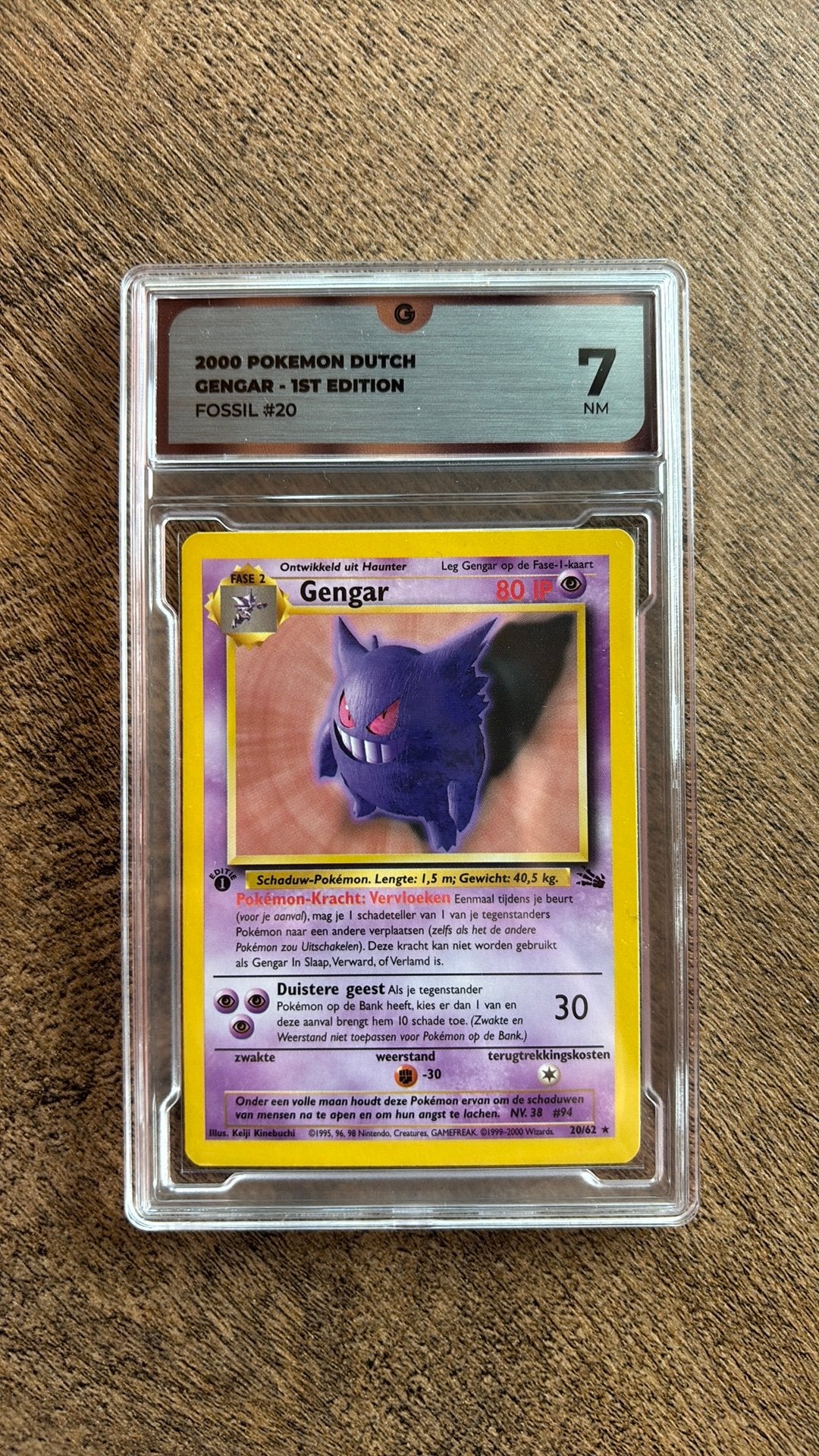 Pokemon graded kaarten - Gengar 20/62 - First Edition, Hobby en Vrije tijd, Verzamelkaartspellen | Pokémon, Ophalen of Verzenden