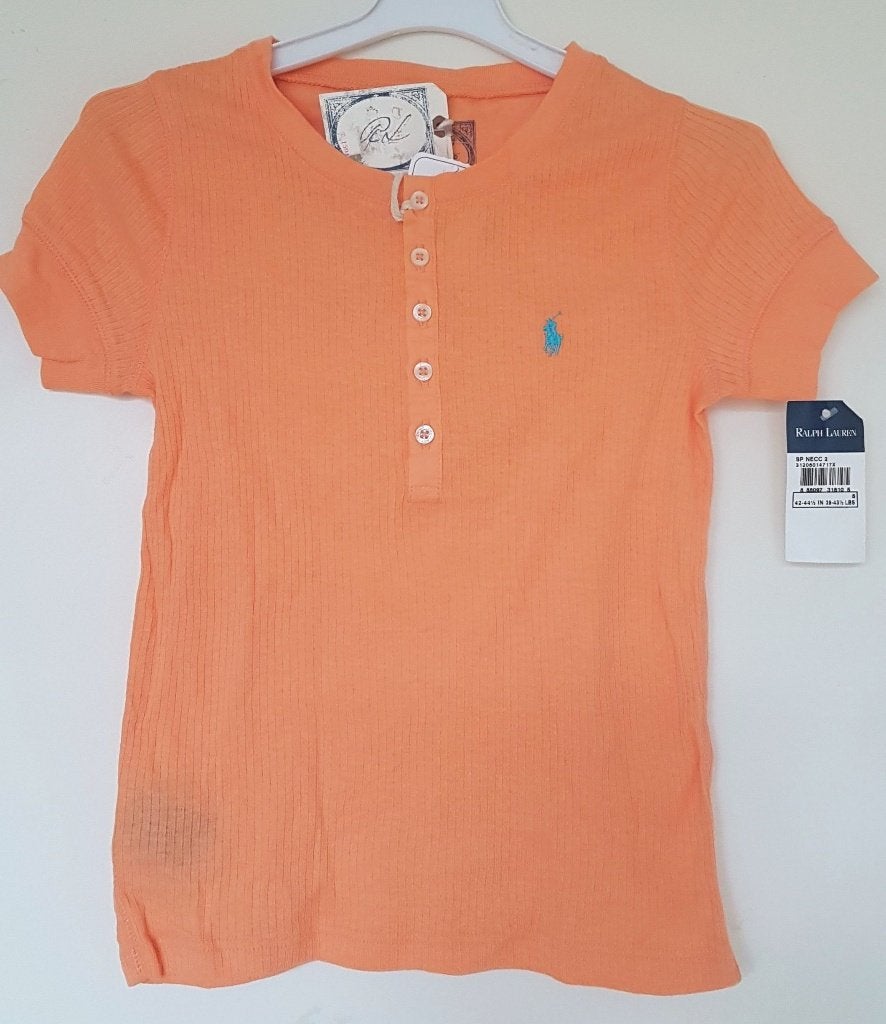 Maat 110 Oranje Ralph Lauren shirt NIEUW (5519) a, Meisje, Nieuw, Ophalen of Verzenden, Shirt of Longsleeve