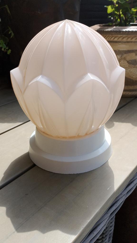 Vintage Thabur Art Deco roze crèmekleurige plafondlamp, Ophalen of Verzenden