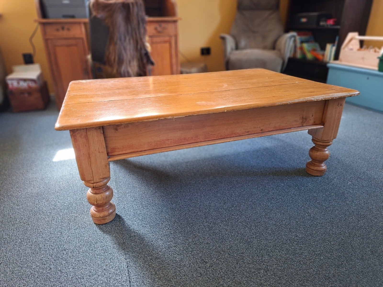 Grenen salontafel, Huis en Inrichting, Tafels | Salontafels, Ophalen, Gebruikt, 100 tot 150 cm, 50 tot 100 cm