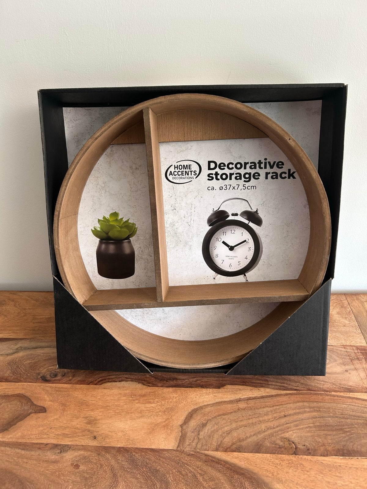 Decoratief opbergrek - Rond houten wandrek, Huis en Inrichting, Woonaccessoires | Wandplanken en Boekenplanken, Ophalen of Verzenden