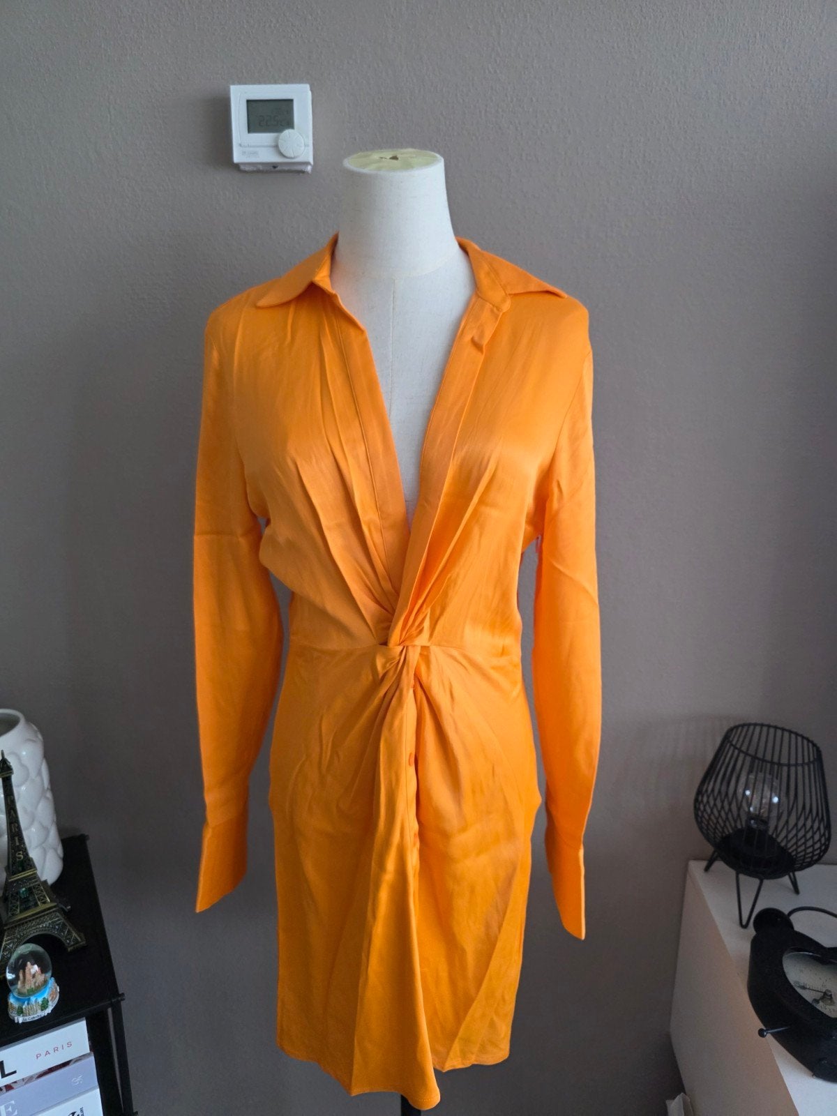 zara satijnen jurk oranje maat s, Maat 38/40 (M), Zara, Oranje, Ophalen of Verzenden