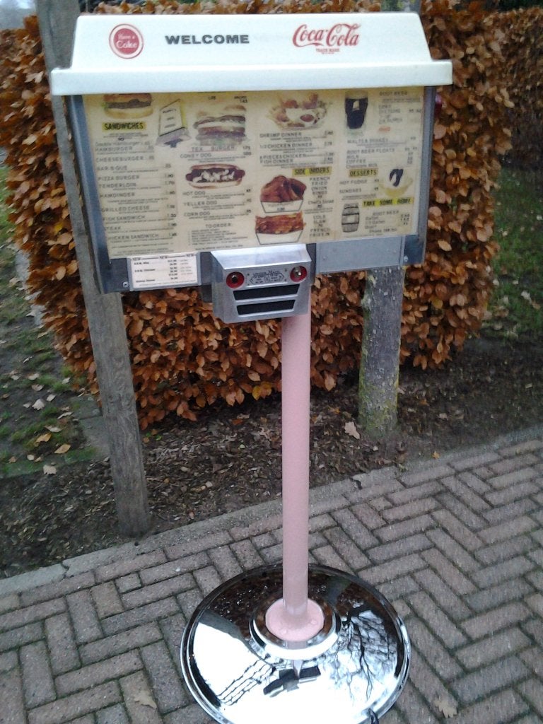 Amerikaanse reclame zuil diner automaat fifties sixties, Ophalen