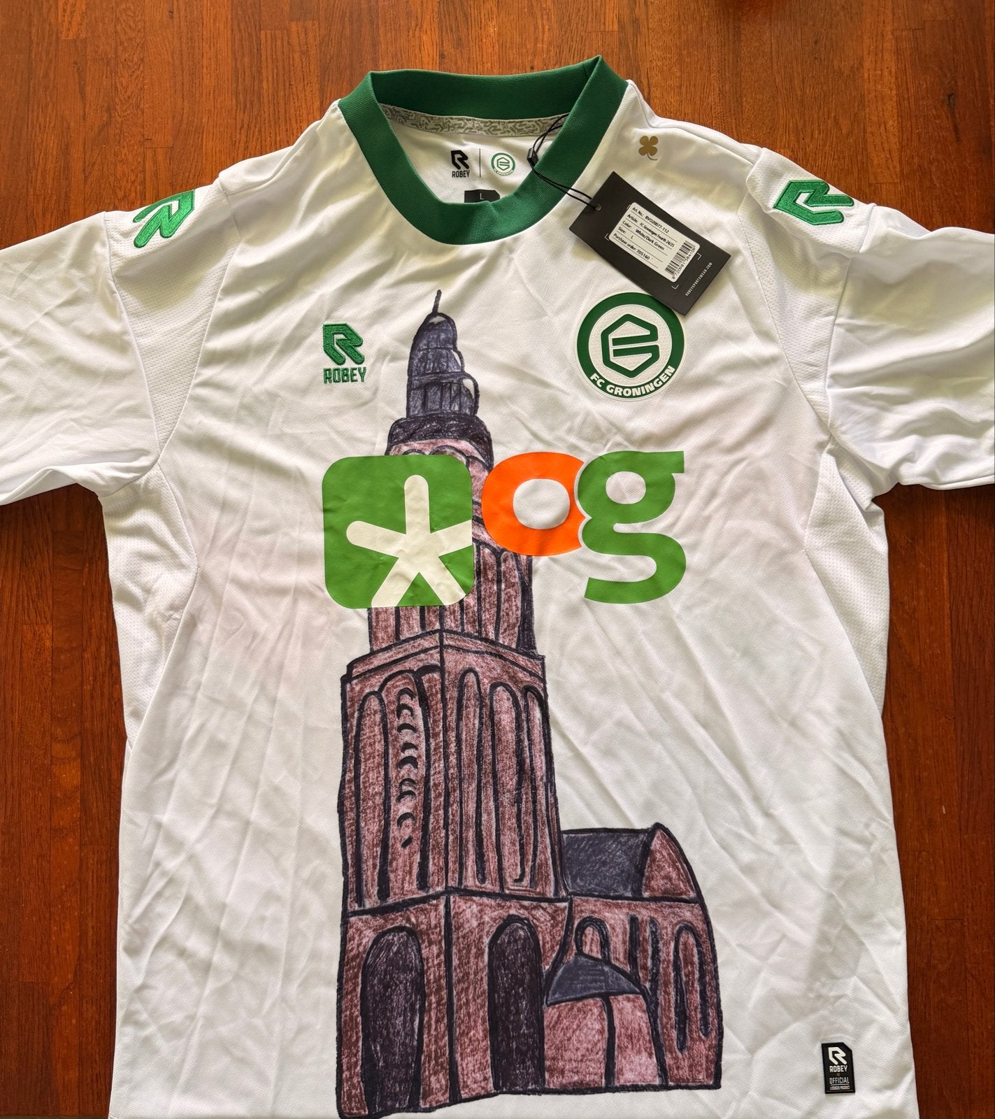 FC Groningen Martinitoren Shirt - Maat M & L, Maat 52/54 (L), Verzenden, Wit, Nieuw