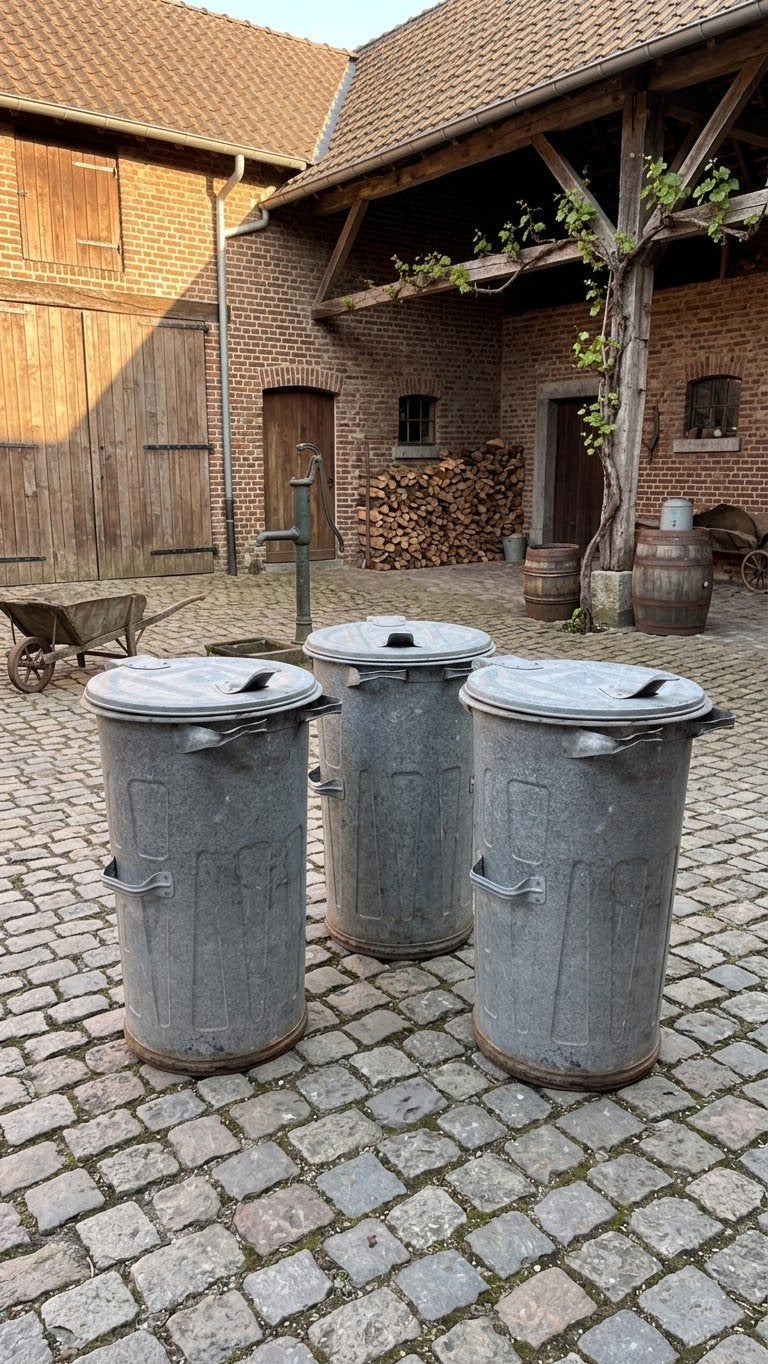 Oude zinken prullenbakken - Groot model, Ophalen
