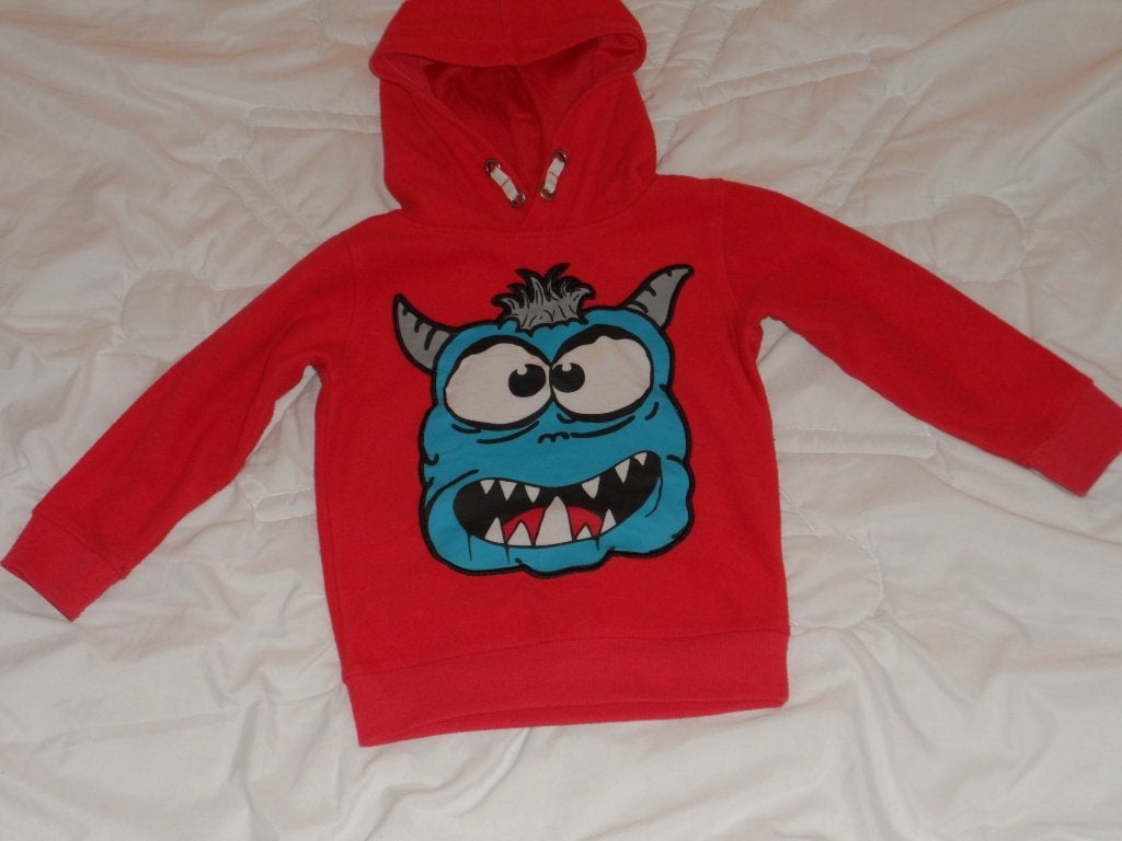 Rode hoodie met blauw monster voor jongen, Gebruikt, C&A, Trui of Vest, Ophalen of Verzenden