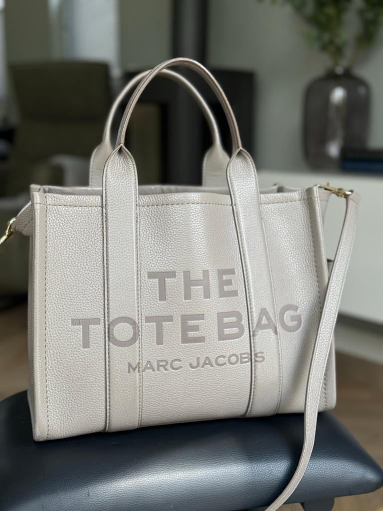 Marc Jacobs The Tote Bag Leer Grijs Zo goed als nieuw, Ophalen, Zo goed als nieuw, Grijs, Handtas