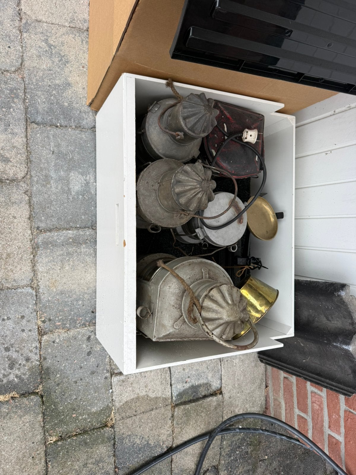 5 oude boordlichten / scheepsverlichting, Ophalen, Gebruikt, Motorboot, Gebruiksvoorwerp