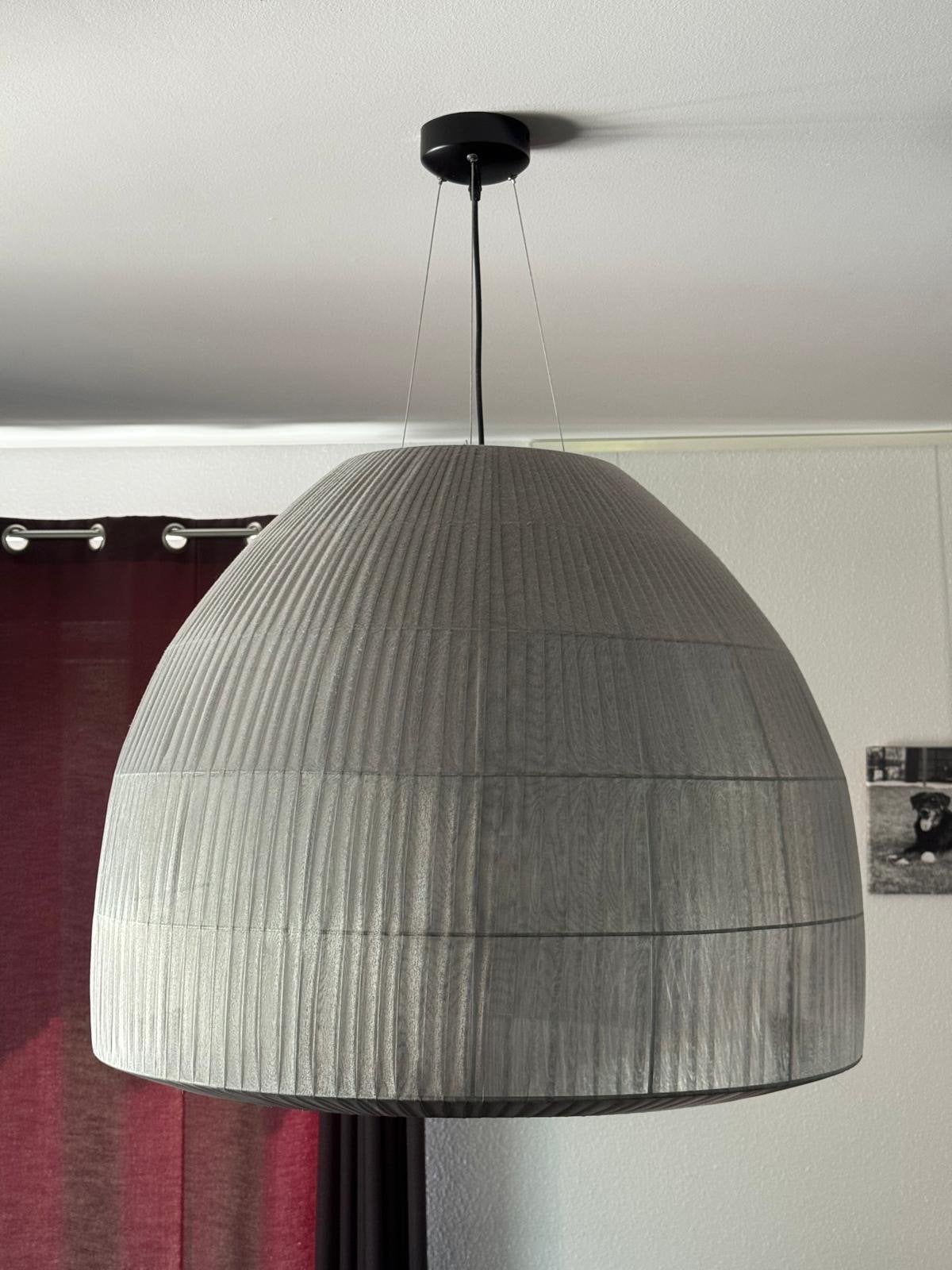 Grote grijze hanglamp - modern design, Huis en Inrichting, Lampen | Hanglampen, Ophalen, Gebruikt, Textiel