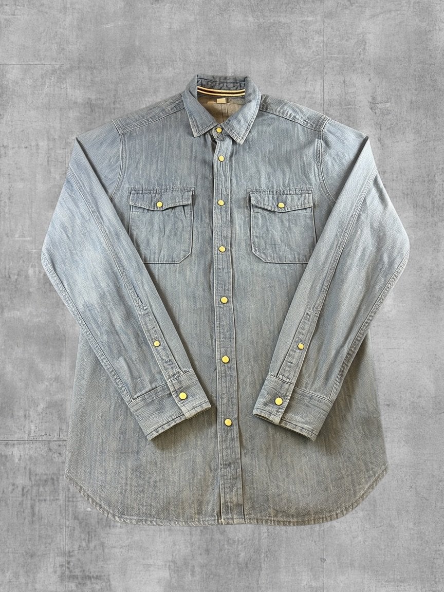 Lee spijkerblouse grijs heren maat M denim overhemd jeans, Verzenden, Halswijdte 39/40 (M), Zo goed als nieuw, Grijs