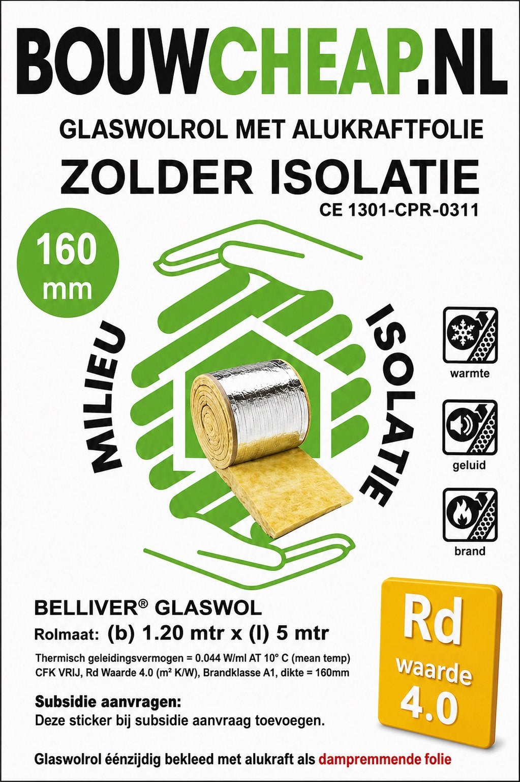 Glaswol megaparty op voorraad nu de zolder klaarmaken., 12 cm of meer, Nieuw, Ophalen of Verzenden, 15 m² of meer
