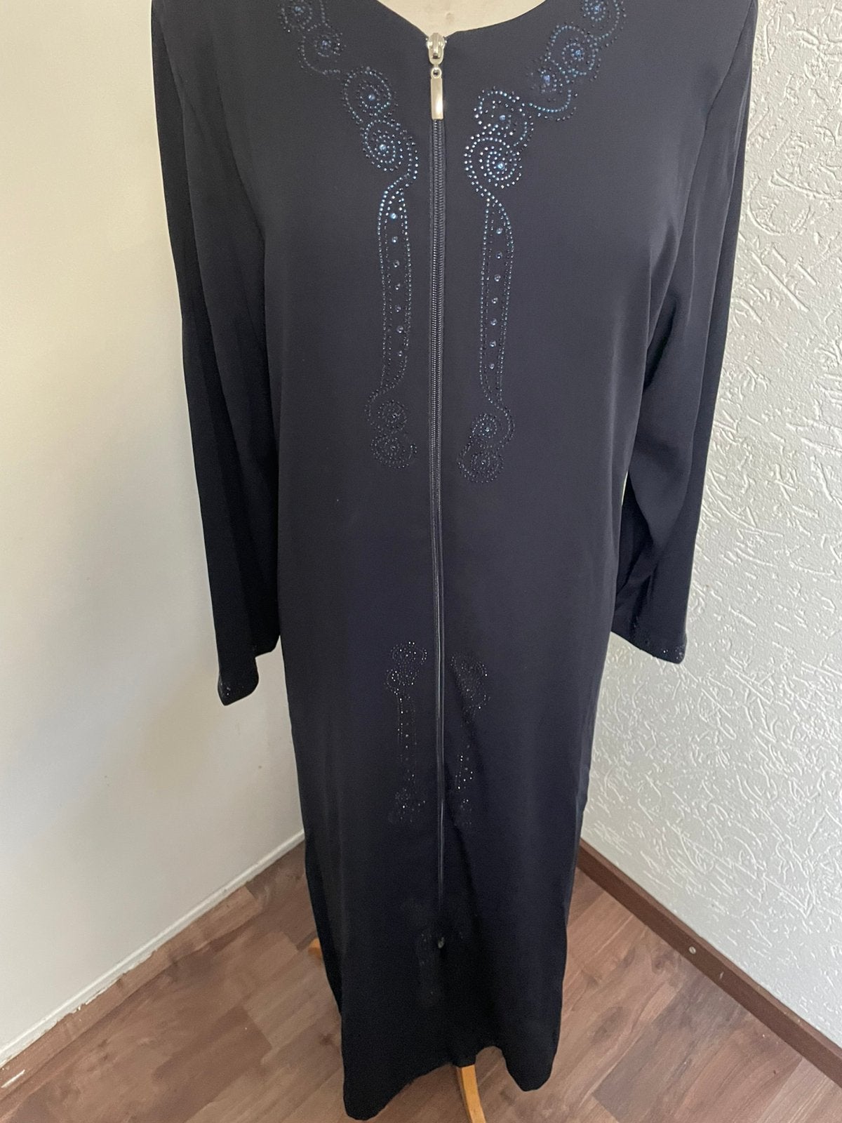 Prachtige Marokkaanse Abaya met rits - Maat 44/46, Zwart, Maat 42/44 (L), Ophalen of Verzenden, Zo goed als nieuw