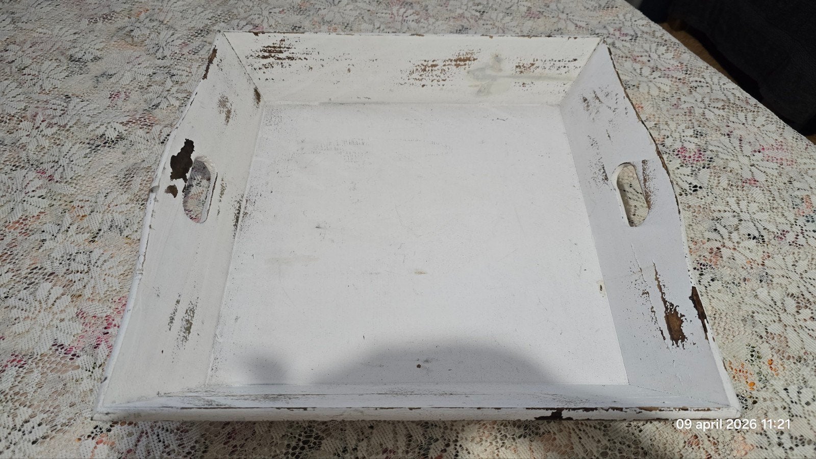 witte brocante dienblad, Huis en Inrichting, Ophalen of Verzenden, Vierkant