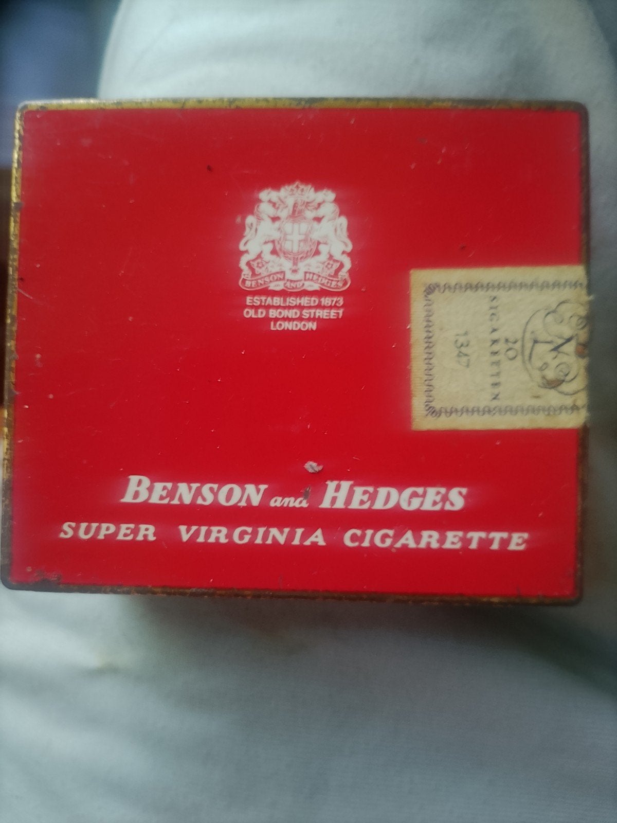 Vintage Benson & Hedges sigarettenblikje met NL accijnszegel, Ophalen of Verzenden