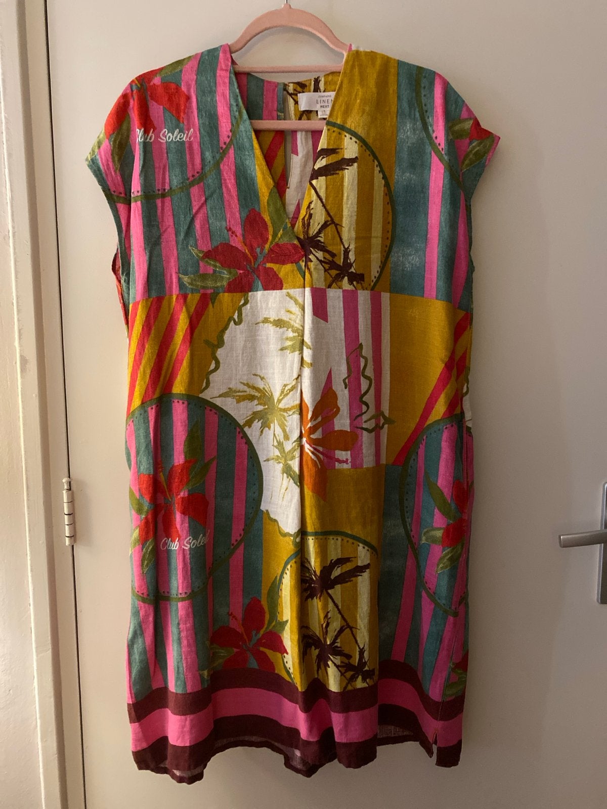 Next linnen jurk maat 36 met tropische print, Meerkleurig, Ophalen of Verzenden, Zo goed als nieuw, Knielengte