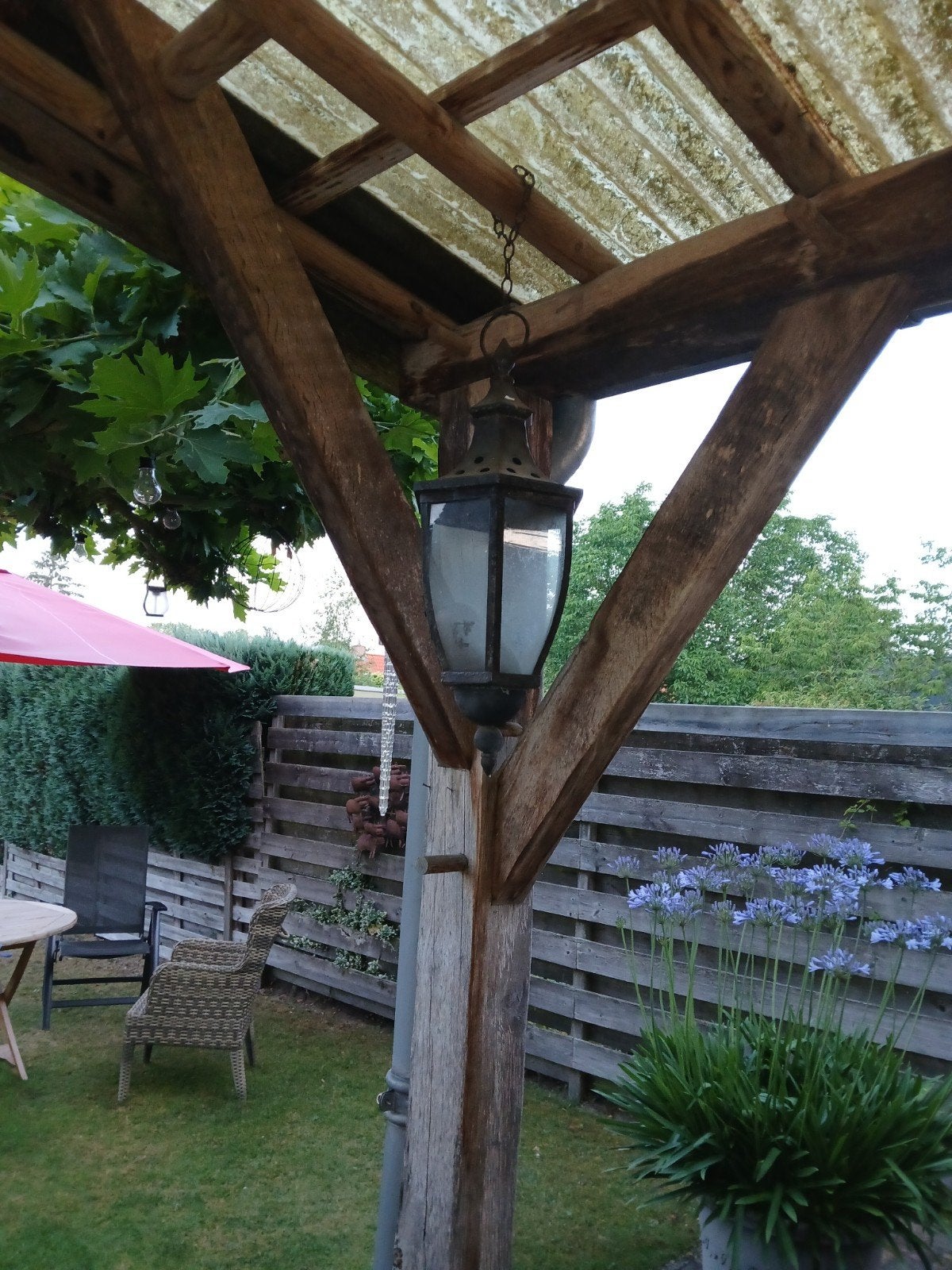 Afdak van eiken/grenen hout met golfplaten dak, Tuin en Terras, Overkappingen, Ophalen, Gebruikt, Overige typen