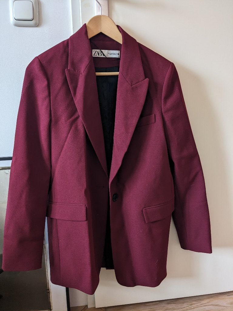 Zara oversized blazer koraalrood – maat XS, Kleding | Dames, Zara, Ophalen of Verzenden, Zo goed als nieuw, Jasje