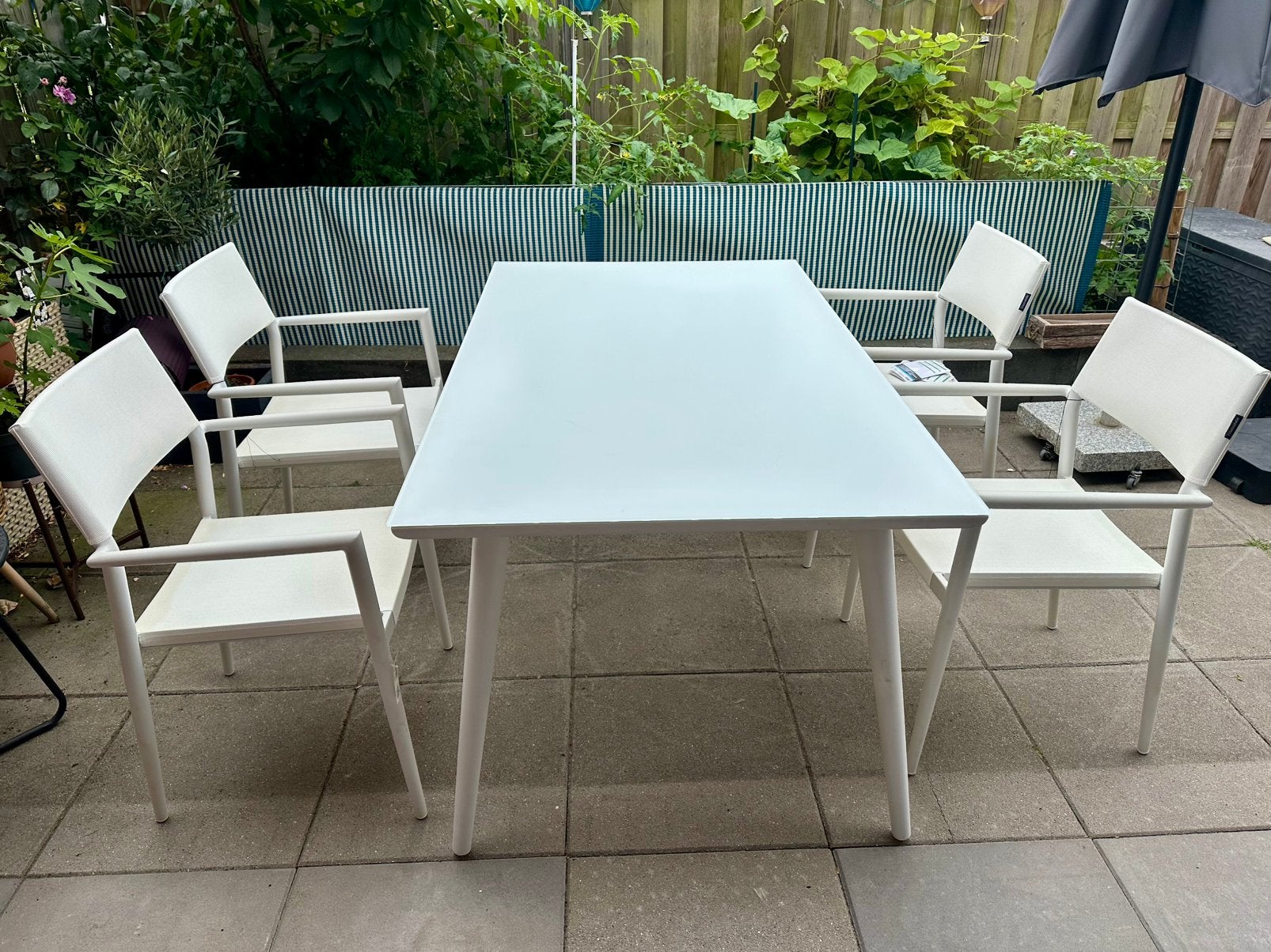 5 delig tuinmeubel set, Tuin en Terras, Ophalen, 4 zitplaatsen, Zo goed als nieuw, Tuinset