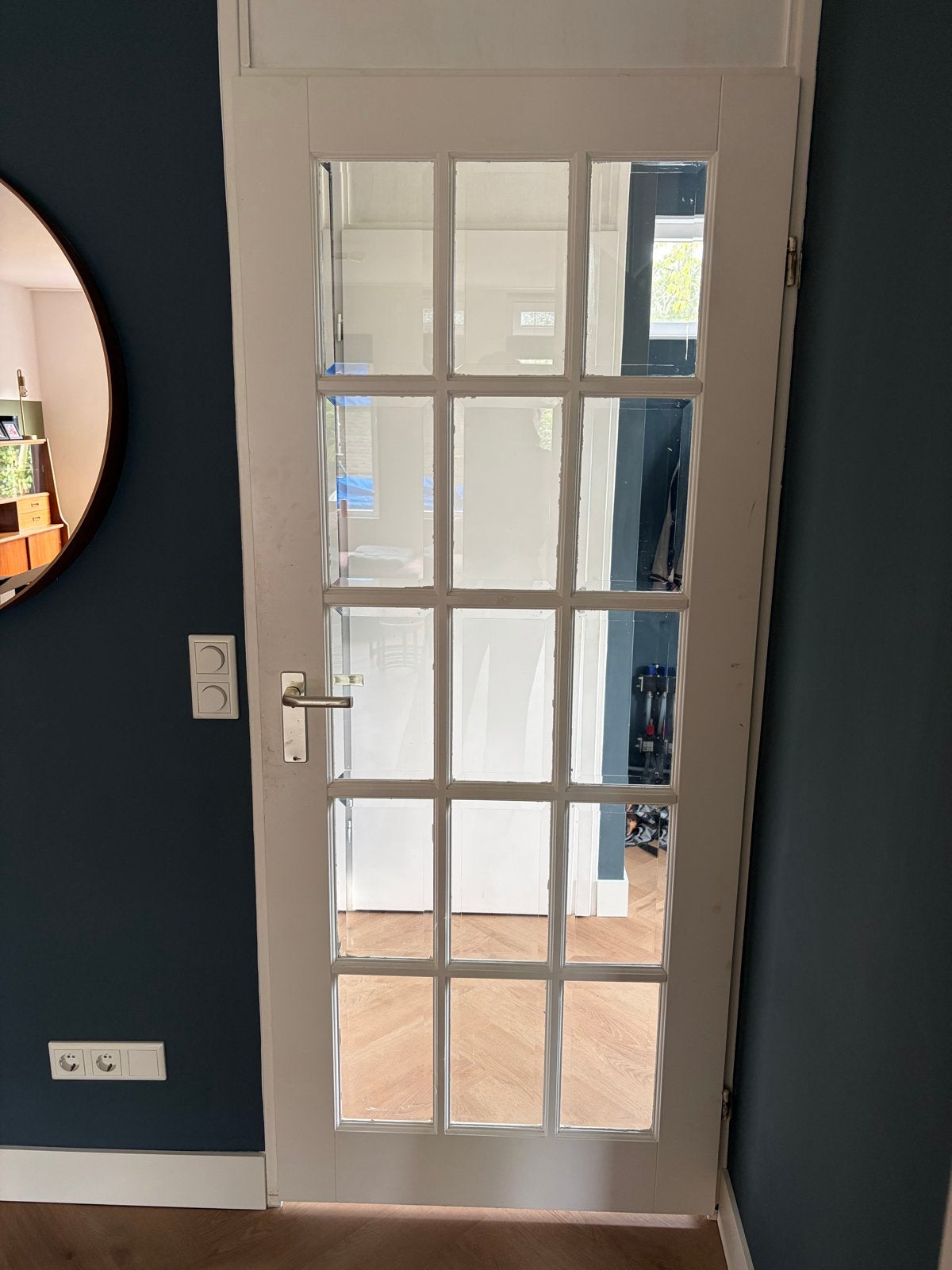 Binnendeur met glas, wit, 200-215 cm hoog, Ophalen, Gebruikt, 80 tot 100 cm, Binnendeur