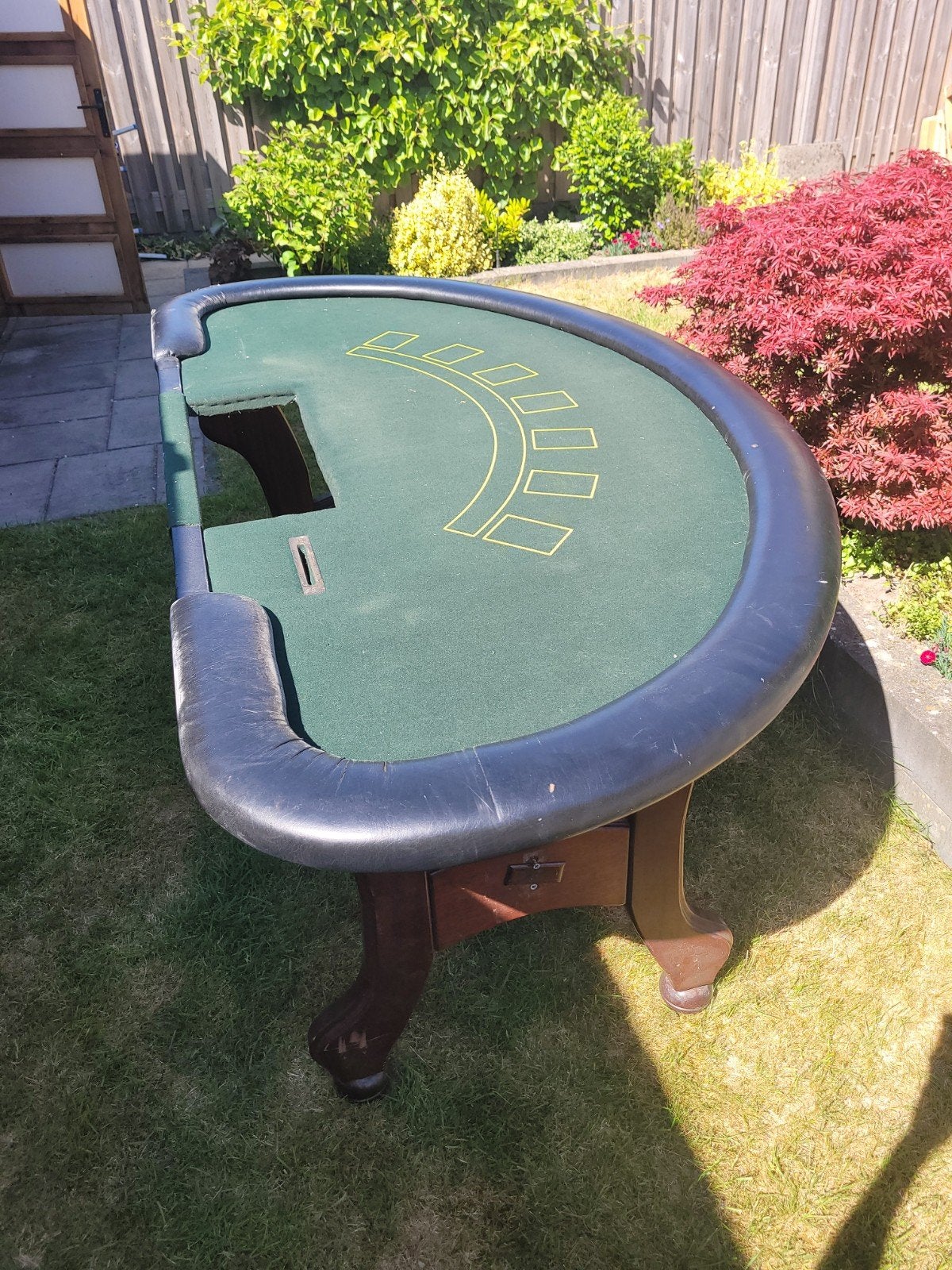 Luxe blackjacktafel met houten onderstel! Unieke tafel!, Vijf spelers of meer, Ophalen of Verzenden, Gebruikt