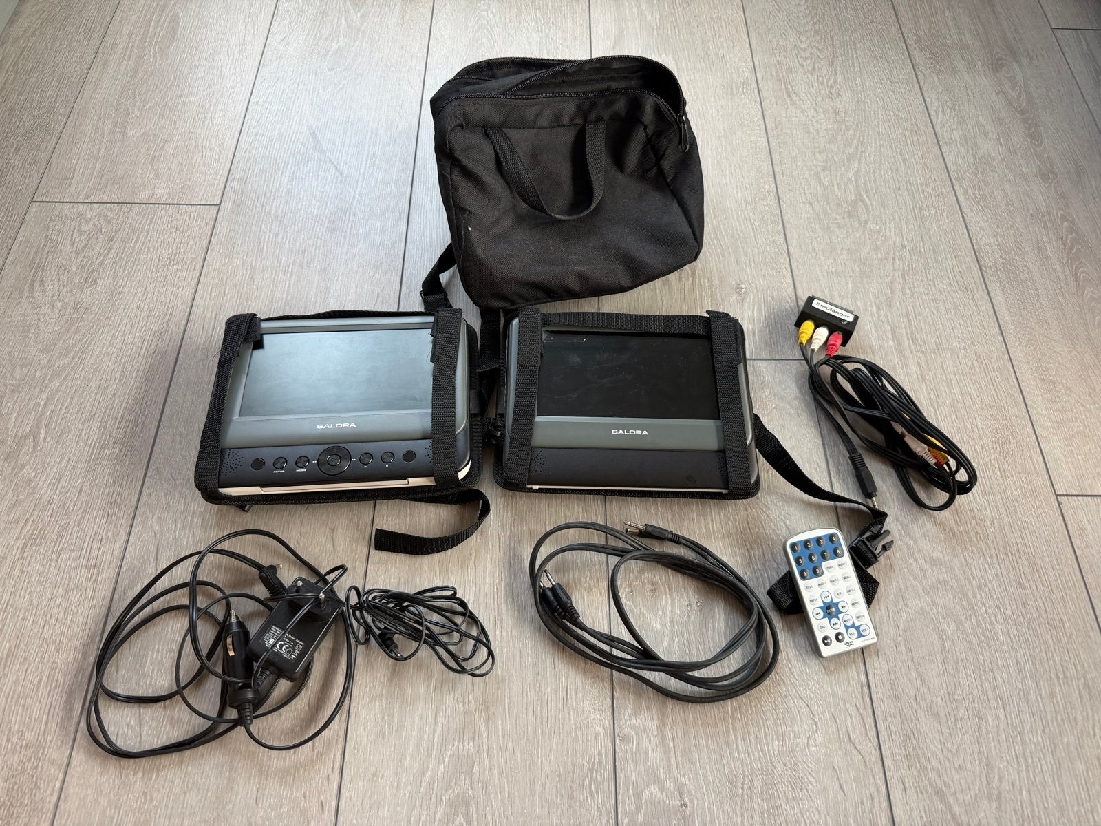 Salora draagbare DVD-spelerset met 2 schermen, Gebruikt, Draagbaar, Ophalen of Verzenden, Overige merken