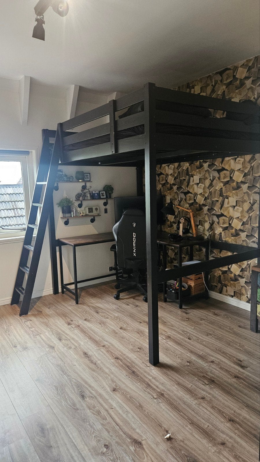 IKEA Stora Hoogslaper Zwart 2-persoons, Ophalen of Verzenden, Gebruikt, Tweepersoons, Hoogslaper