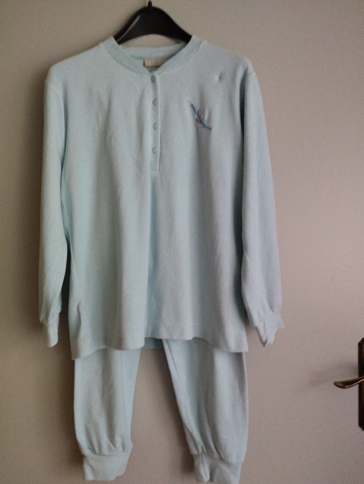 Lunatex pyjama badstof velours lichtblauw, Kleding | Dames, Ophalen of Verzenden, Nieuw, Maat 38/40 (M)
