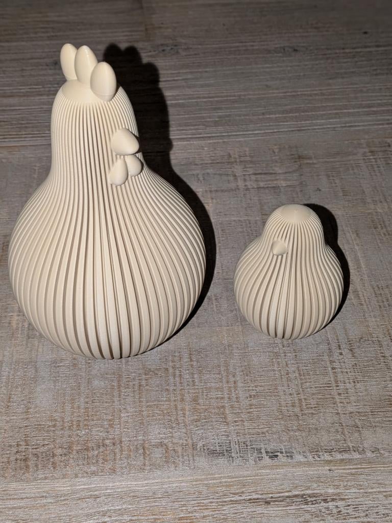 Set van 2 - 3D geprinte paaskippen. 13 en 6 cm hoog, Ophalen of Verzenden, Nieuw
