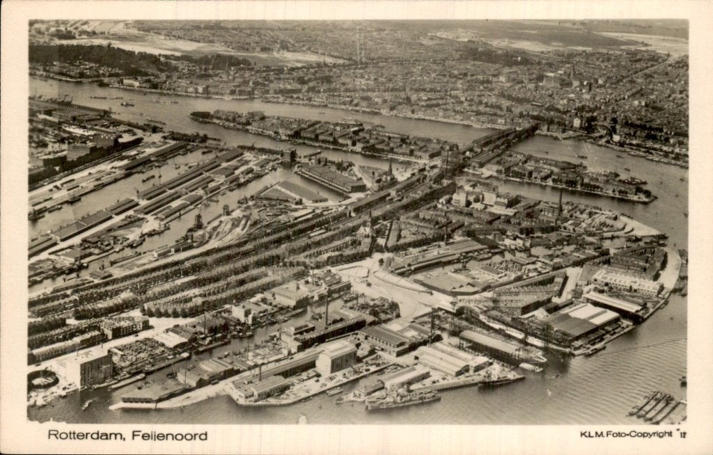 Rotterdam - Feijenoord - Luchtfoto, Ophalen of Verzenden, 1920 tot 1940, Gelopen, Zuid-Holland
