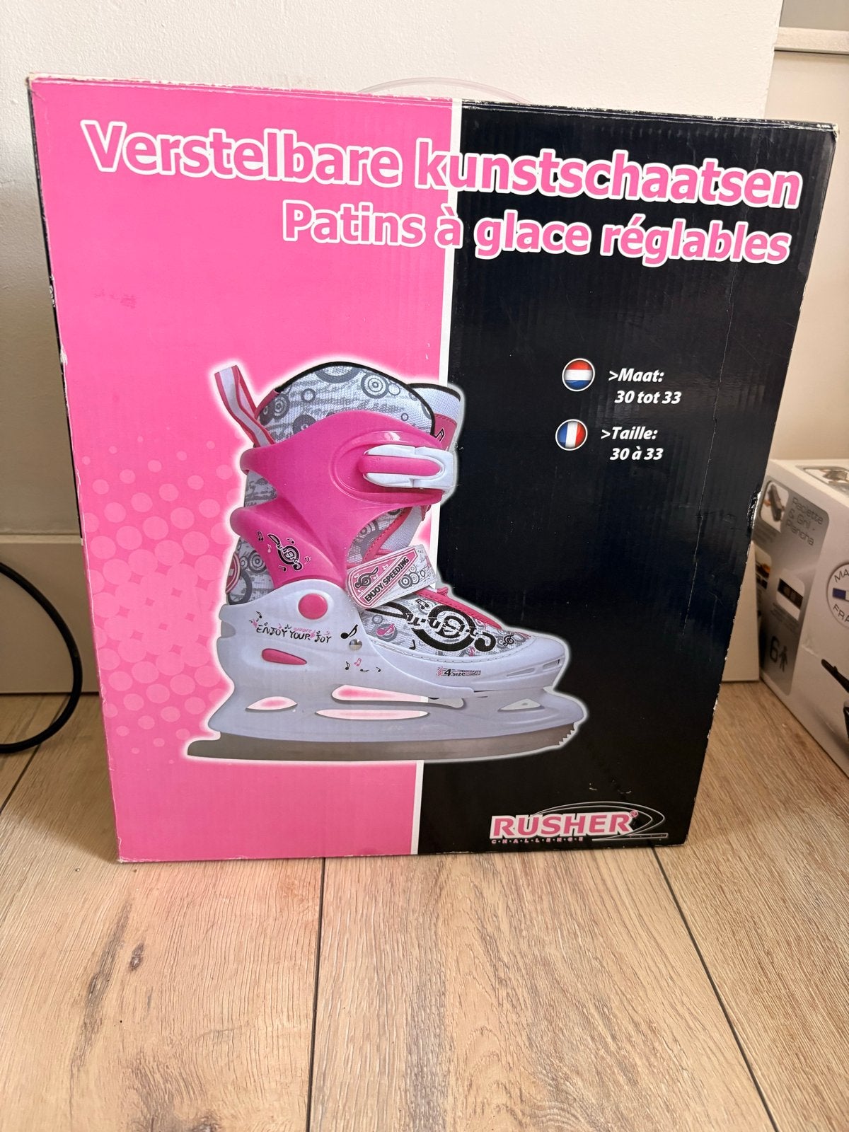 Verstelbare kunstschaatsen maat 30-33 roze/wit, Sport en Fitness, Ophalen of Verzenden, Zo goed als nieuw, Kunstschaatsen, Overige merken