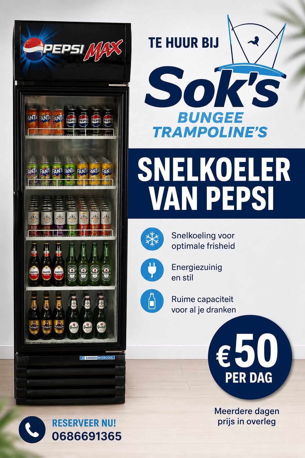 Koelkast pepsi snelkoeler te huur, Ophalen of Verzenden, Zo goed als nieuw